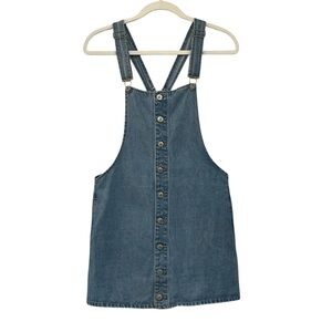 Forever 21 Denim Overall Dress Button Front Racerback Mini Small